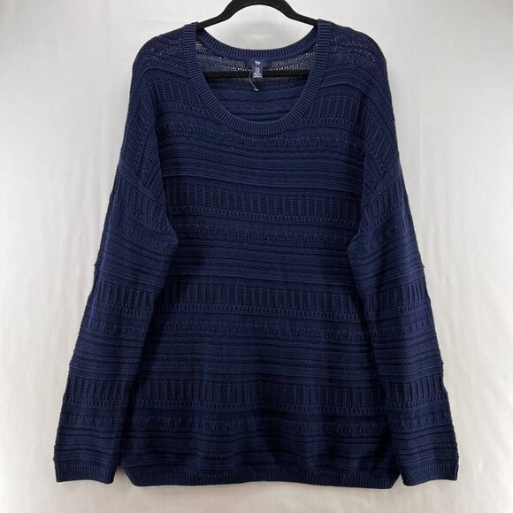 GAP Sweater Womens Size 2XL Striped Jacquard Jumper Long Sleeve Pullover Blue - Picture 1 of 11